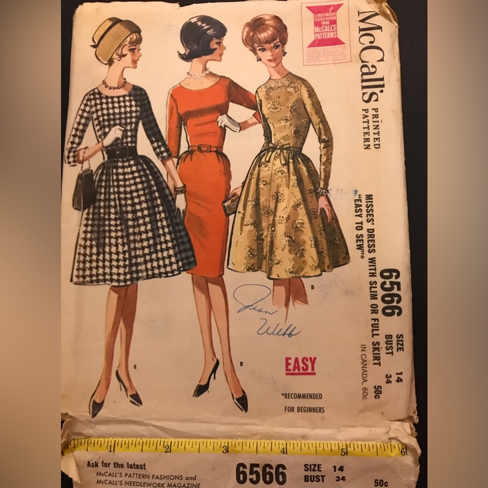 Size 14 McCalls Vintage (used) Pattern 6566